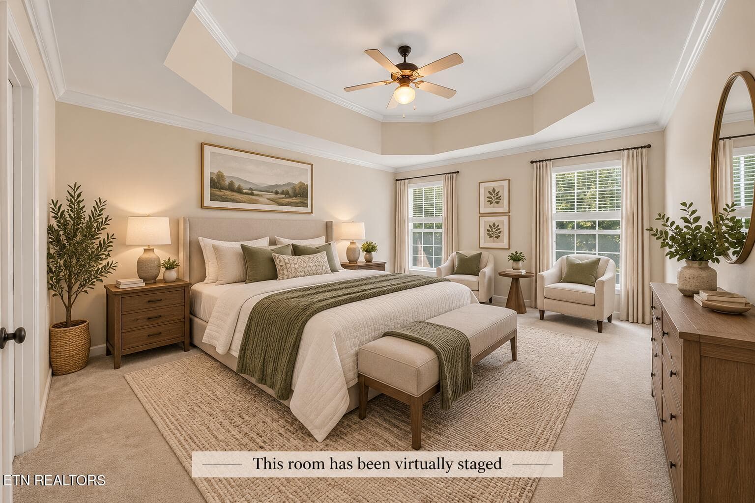 Primary Bedroom Virtually Staged - 1721 Bombay Lane, Knoxville, TN 37932