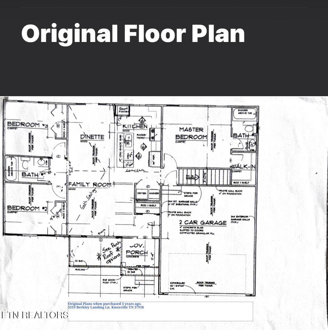 Orignal Floor Plan - 5519 Berkley Landing Lane, Knoxville, TN 37918, Knoxville