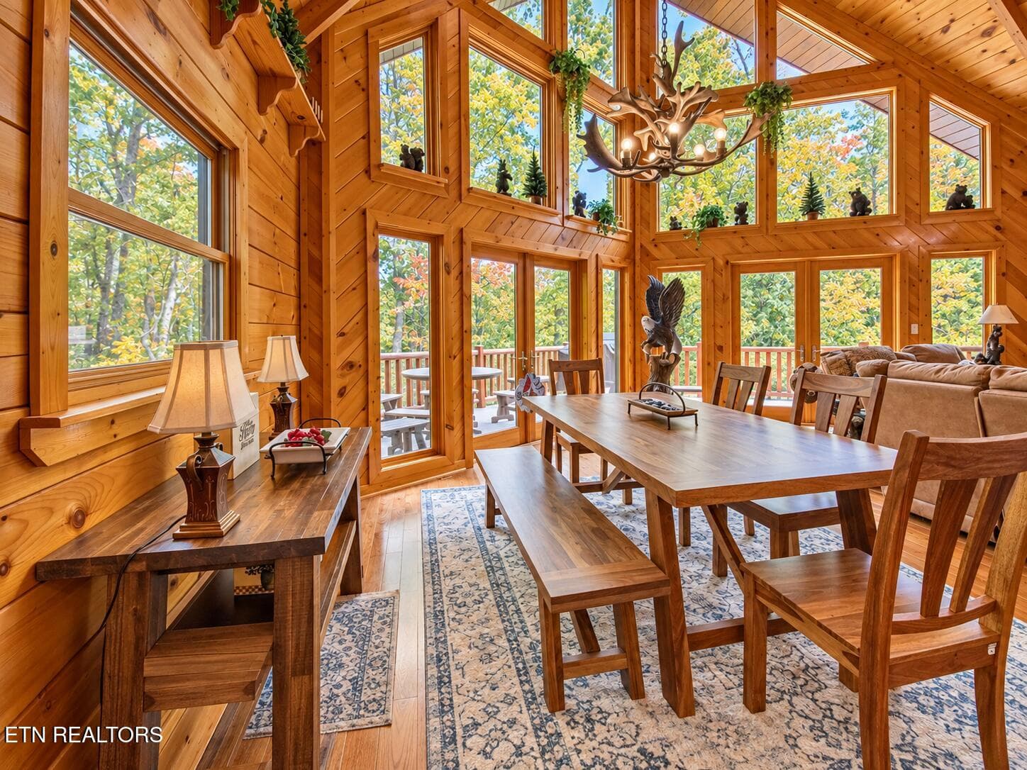 Sunlit Rustic Cabin Dining Room - 3341 Sugar Maple Loop Rd, Sevierville, TN 37862