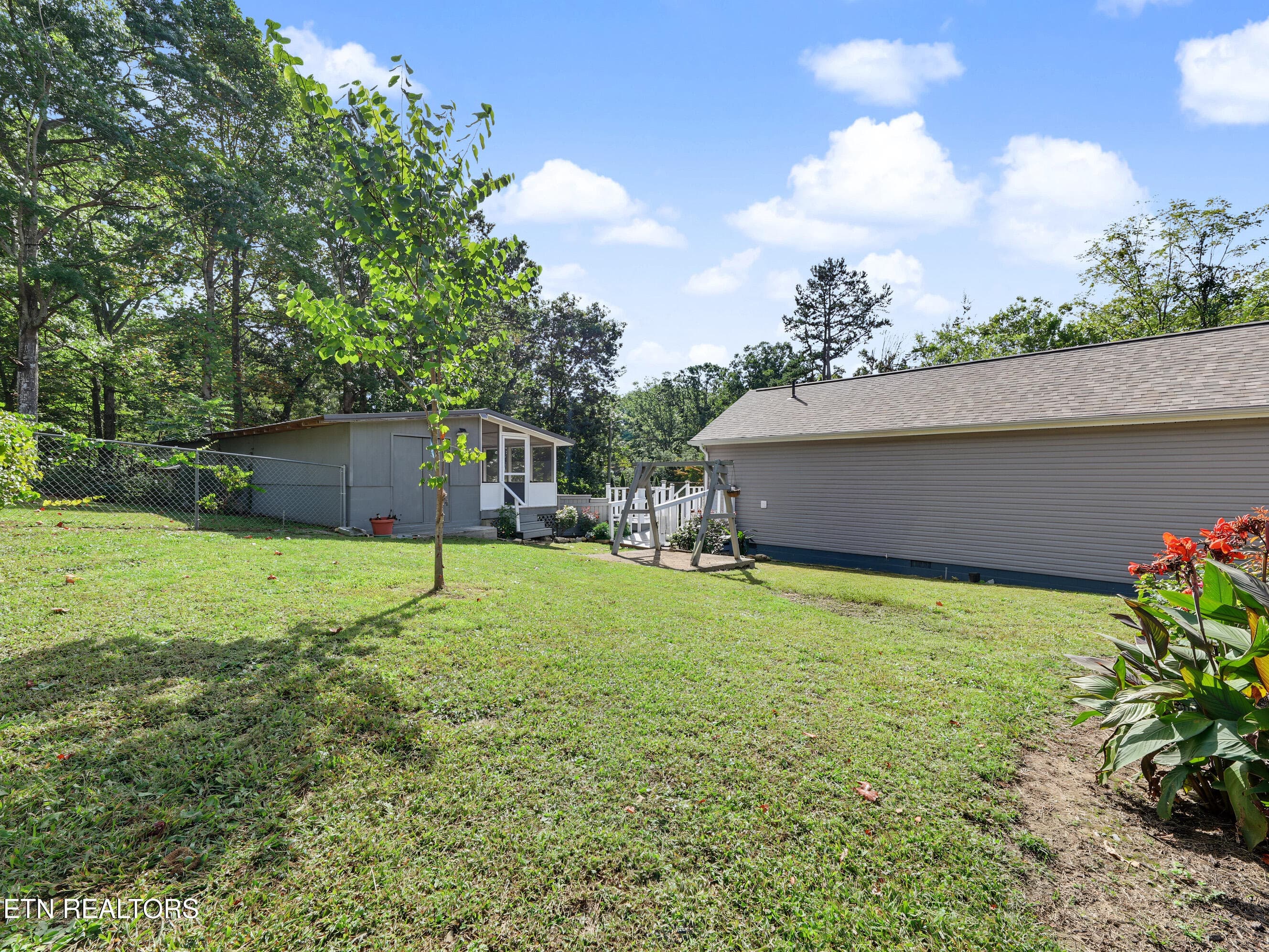Back of home w storage building - 6060 S Circle Drive, Tallassee, TN 37878, Tallassee