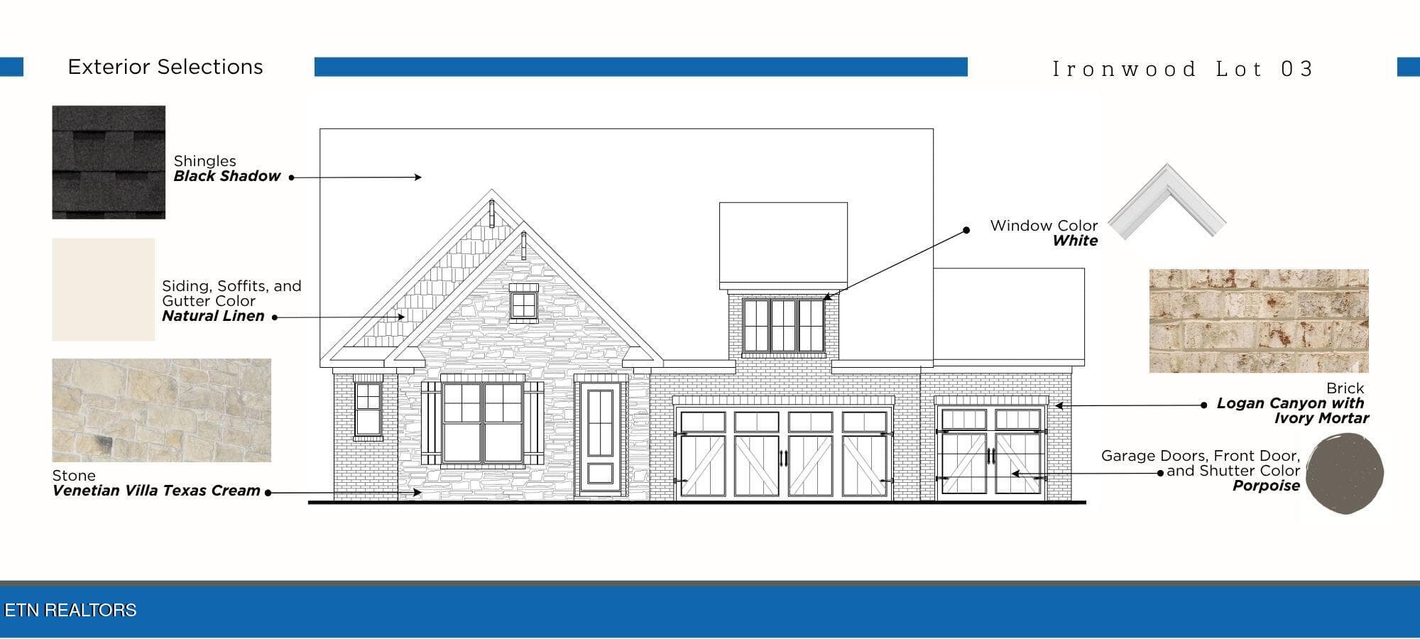 IRON03 EXTERIOR SELECTIONS BOARD - Lot 34 Deer Crossing Drive, Knoxville, TN 37932, Knoxville