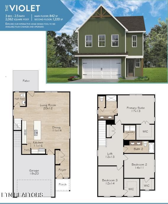 The Violet Floor Plan - 611 8th Avenue, Lenoir City, TN 37771, Lenoir City