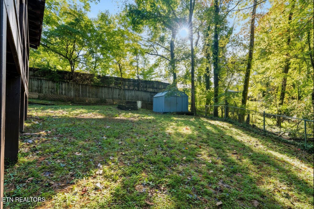 Back yard with shed - 132 Taylor Rd, Oak Ridge, TN 37830, Oak Ridge
