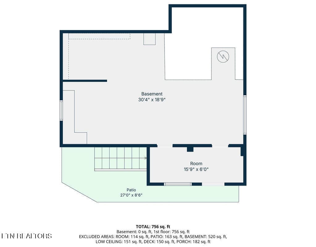 Basement floorplan - 132 Taylor Rd, Oak Ridge, TN 37830, Oak Ridge