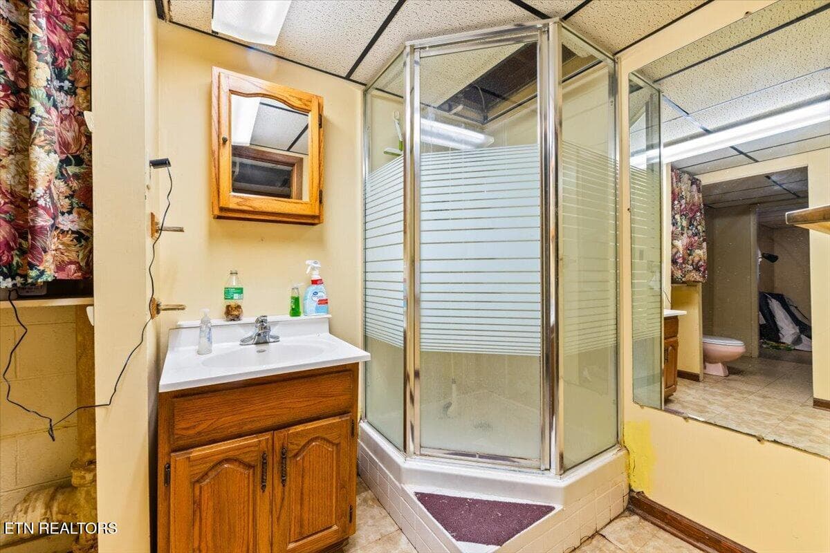 Lower level bath - 166 Scenic Drive, Jacksboro, TN 37757, Jacksboro