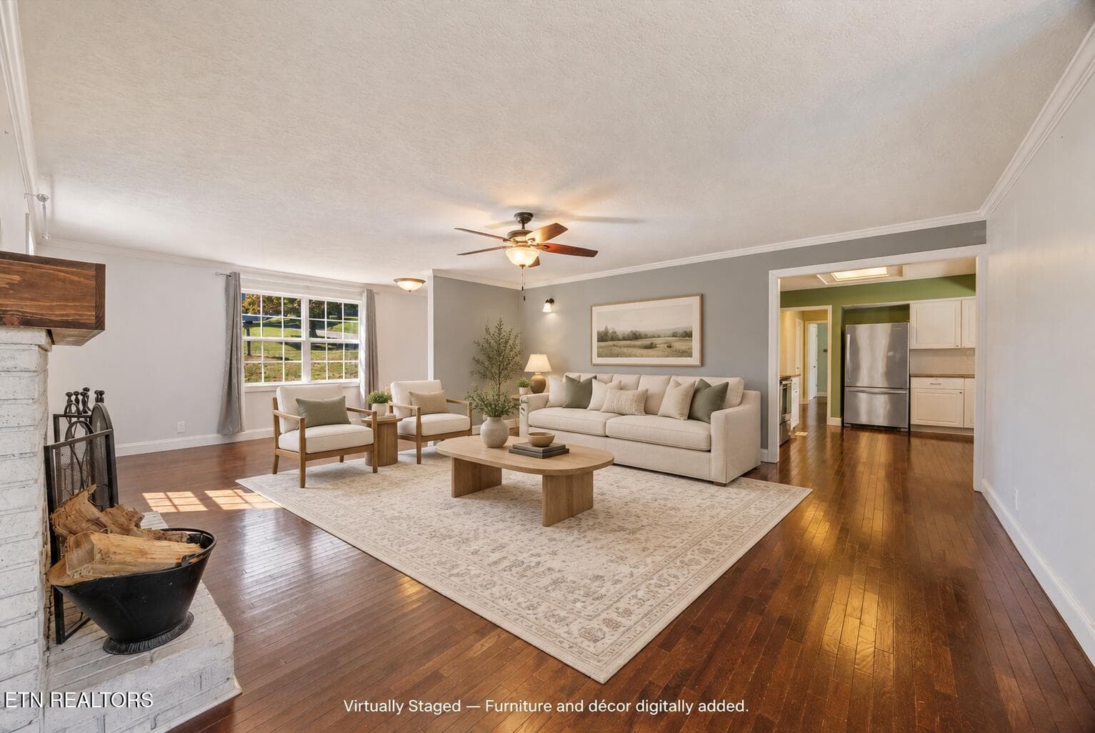 Virtually staged transitional living roo - 4300 Browder Hollow Rd, Lenoir City, TN 37771, Lenoir City