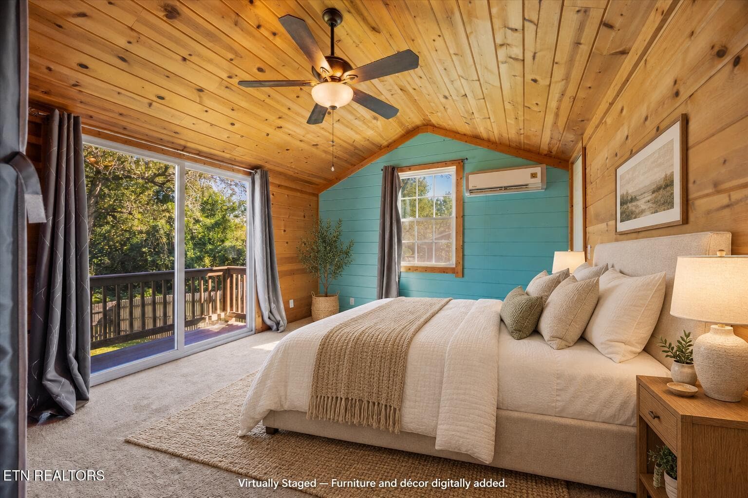 Virtually staged bedroom with oatmeal be - 4300 Browder Hollow Rd, Lenoir City, TN 37771, Lenoir City