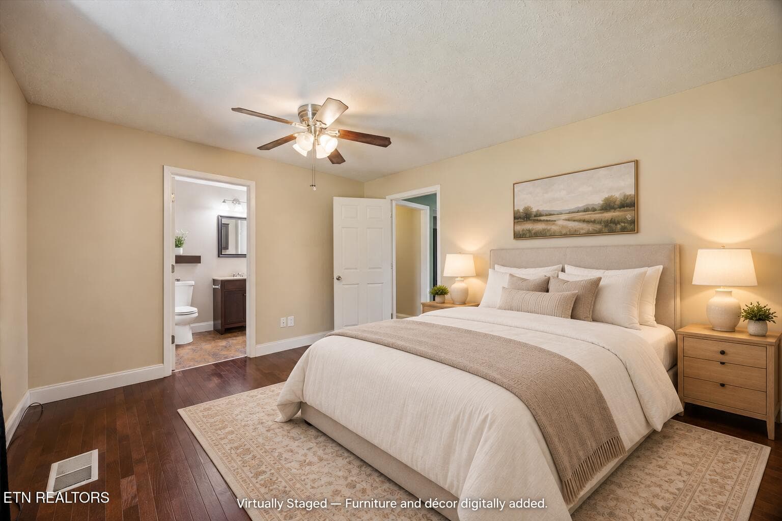 Virtually staged oatmeal bedroom - 4300 Browder Hollow Rd, Lenoir City, TN 37771, Lenoir City