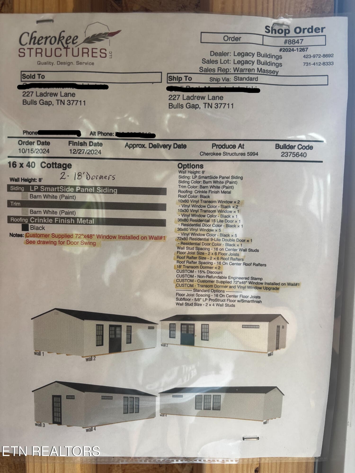 White House specs - 227 Ladrew Lane, Bulls Gap, TN 37711, Bulls Gap