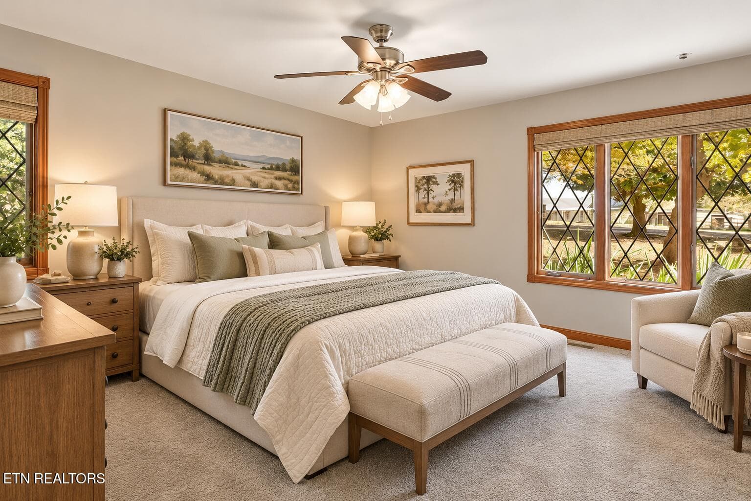 Virtually Staged Primary Bedroom - 4728 N Wildwood Rd, Maryville, TN 37804