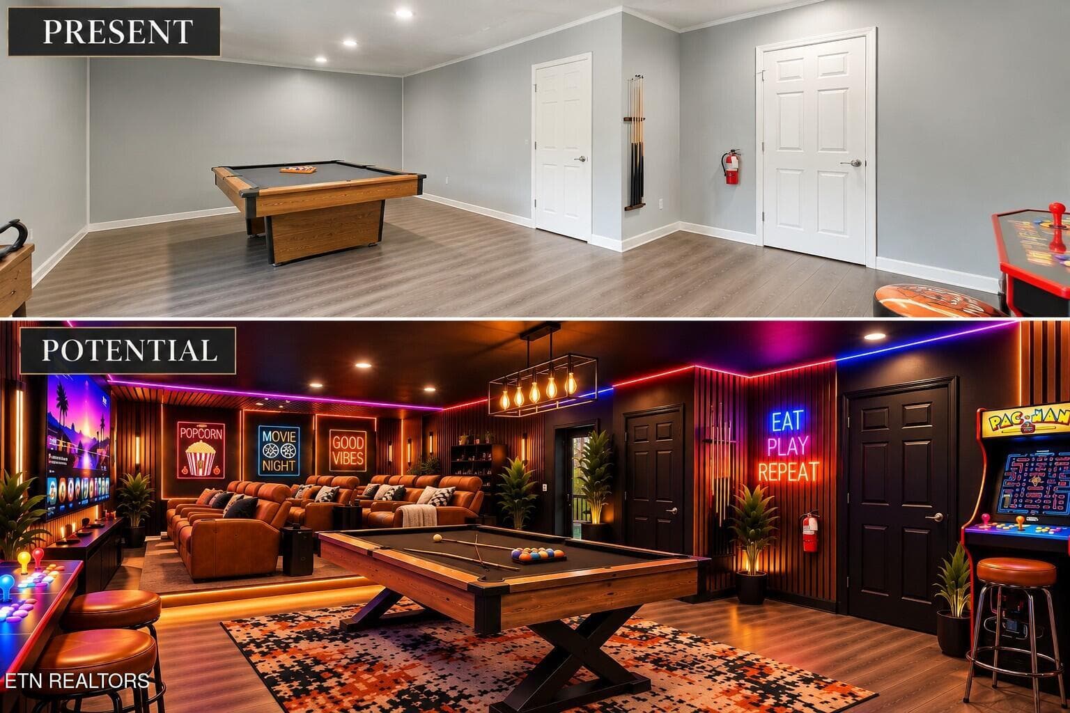 Neon Game Room Transformation - 118 Daryl Way, Sevierville, TN 37876, Sevierville
