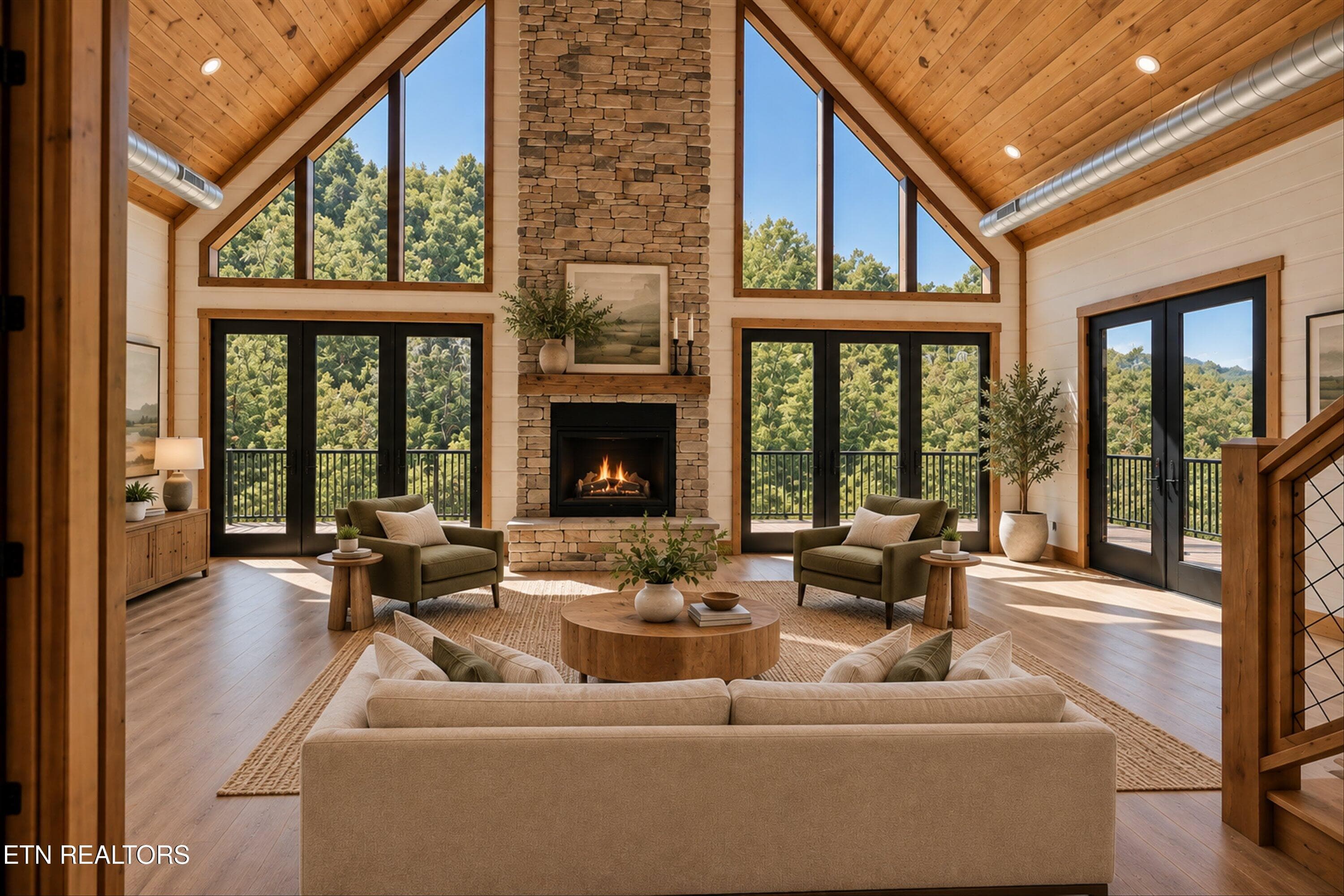 Virtually Staged Fireplace/Living Area - 3158 Thomas Headrick Rd, Sevierville, TN 37862, Sevierville