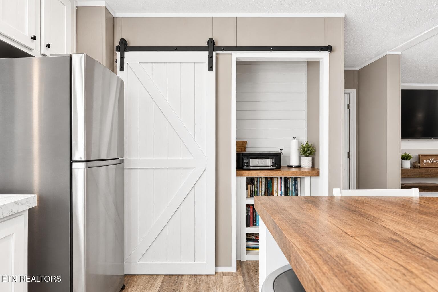 Modern Farmhouse Kitchen with Barn Door - 3131 Oswego Rd, Crossville, TN 38572, Crossville