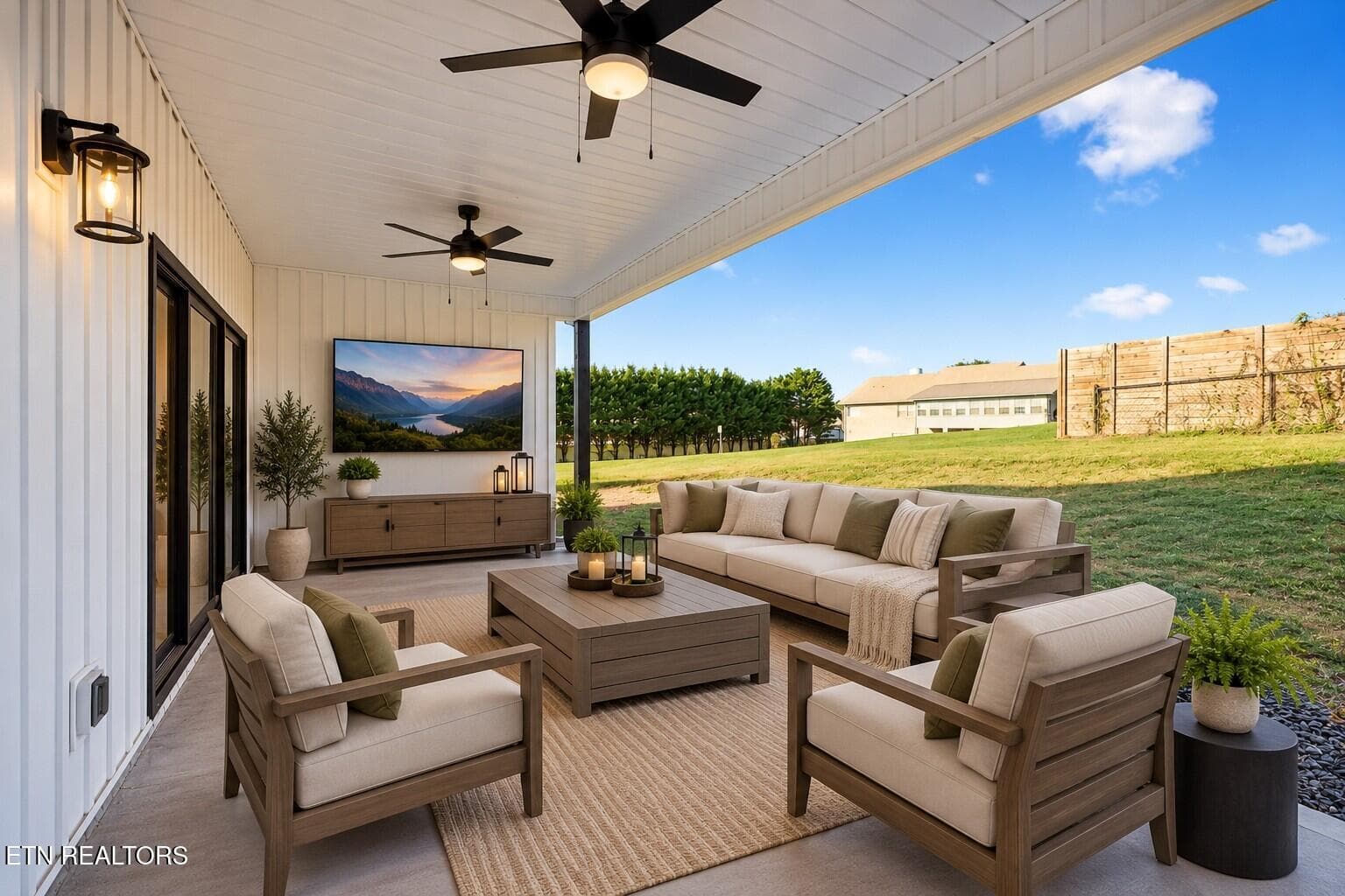 back patio virtually staged - 1259 Stewart St, Sevierville, TN 37876