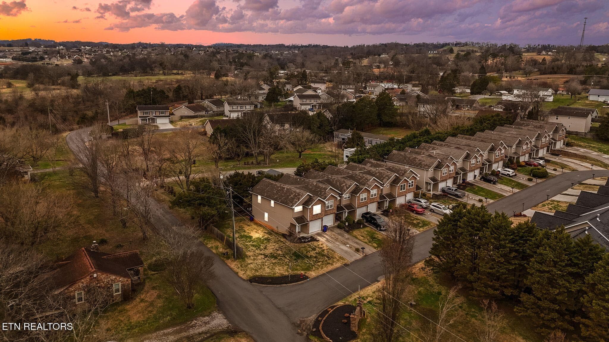 aerial twilight - 1003 Woullard Way 1, Sevierville, TN 37876, Sevierville