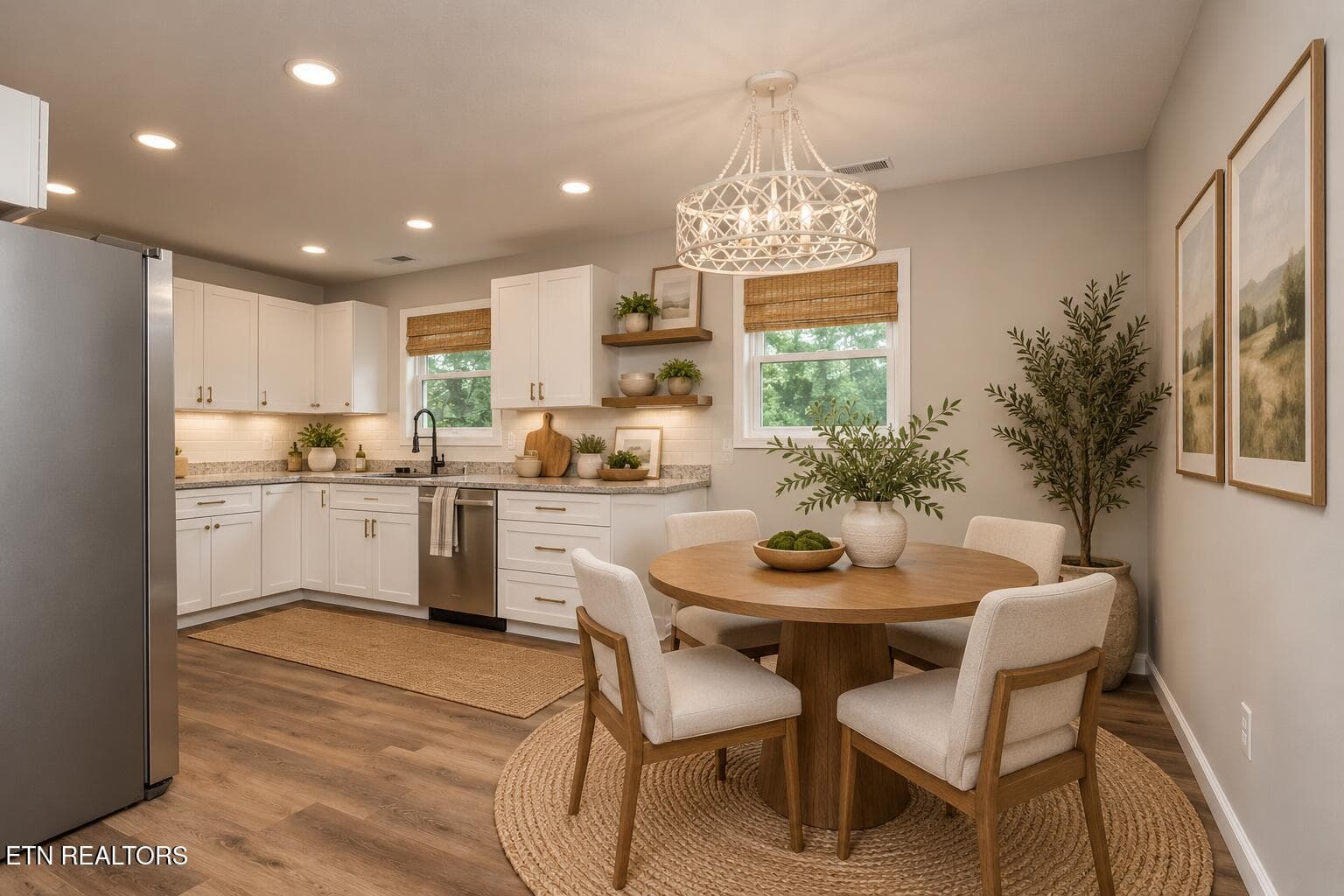 Bright Scandinavian Kitchen Dining Nook - 242 Oak St, Maynardville, TN 37807
