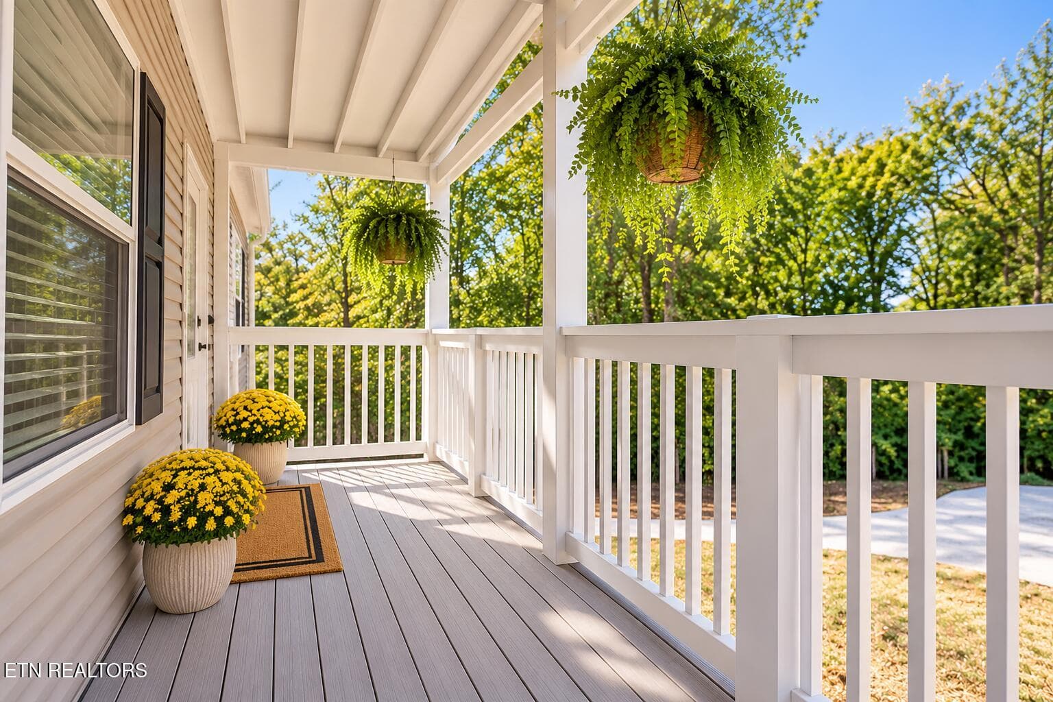Welcoming Porch with Mums and Ferns - 3817 Bonnie View Ave, Knoxville, TN 37914
