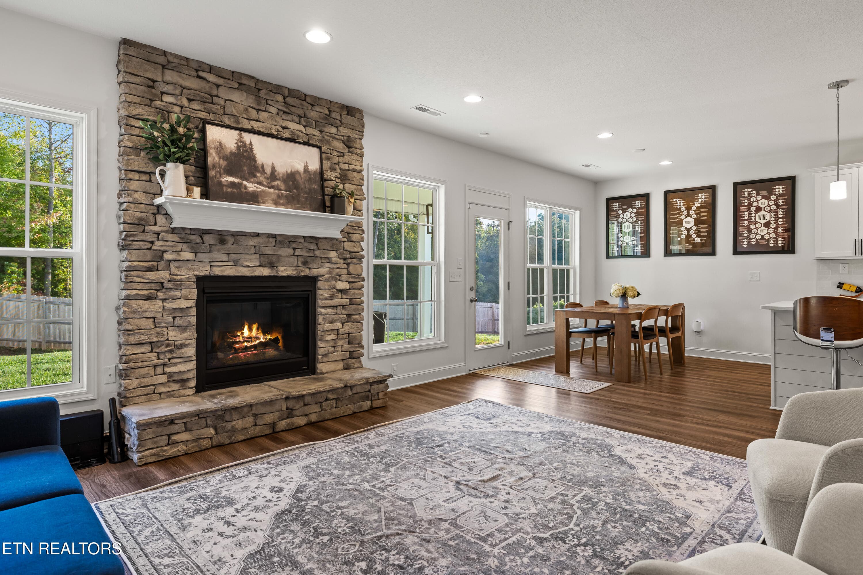 Floor to ceiling stone fireplace - 8861 Yellow Aster Rd, Knoxville, TN 37931, Knoxville