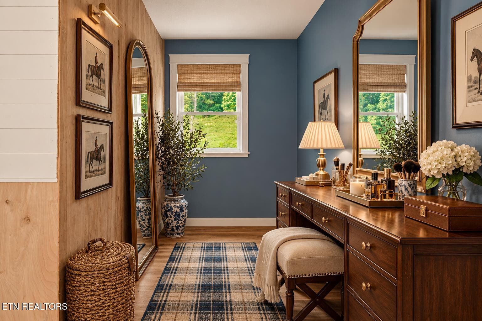 Elegant Blue Dressing Room with Brass Ac - 1221 Laurel Rd, Clinton, TN 37716