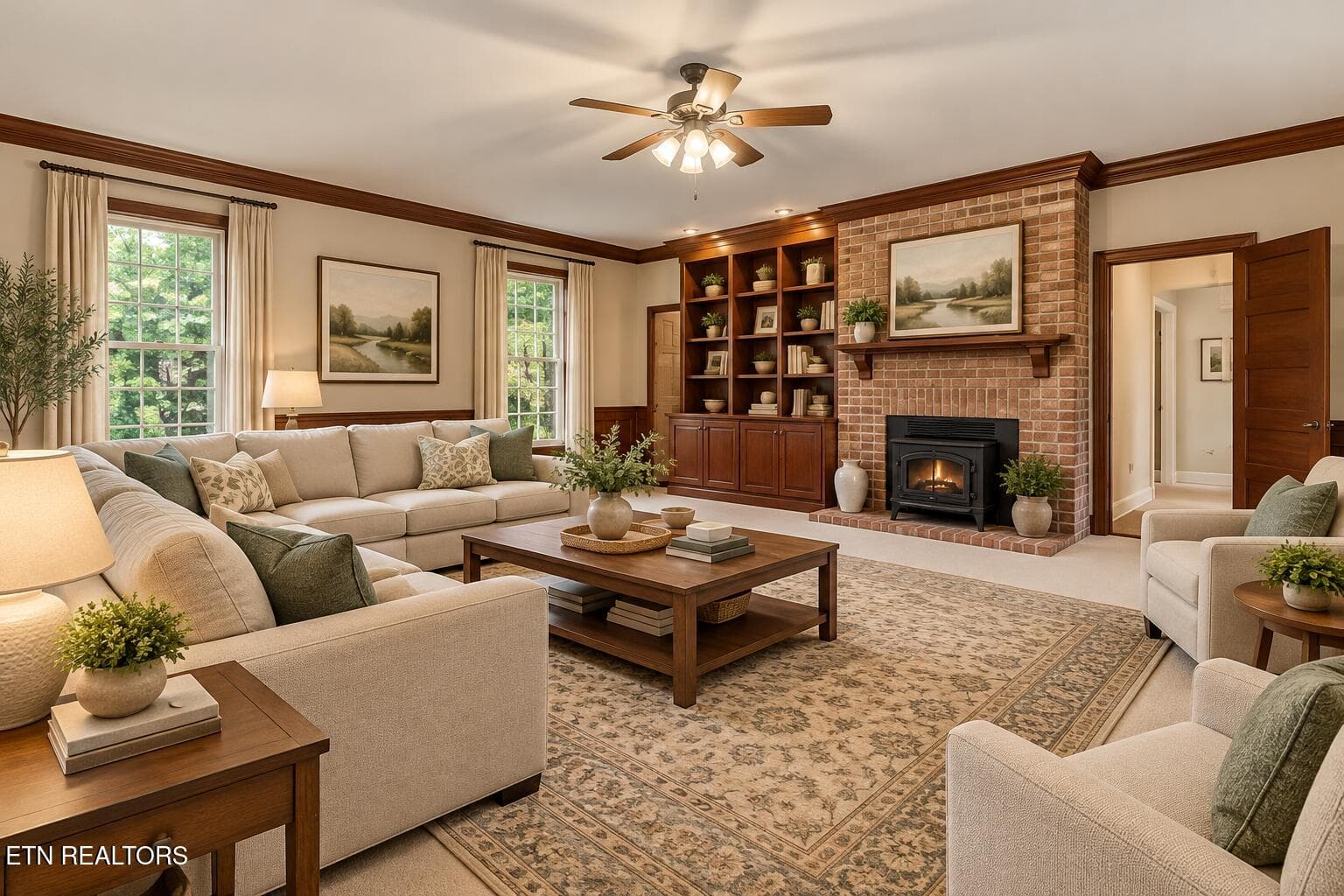Virtually staged family room - 108 Amanda Place, Oak Ridge, TN 37830