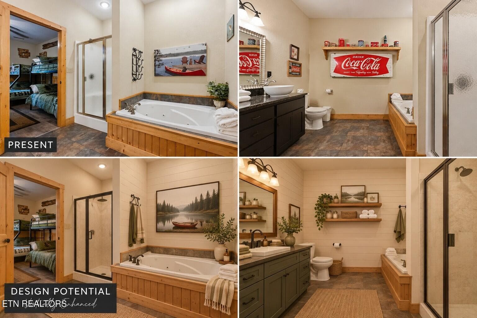 Rustic Cabin Bathroom_ Present to Potent - 2906 Quiet Oak Way, Pigeon Forge, TN 37863