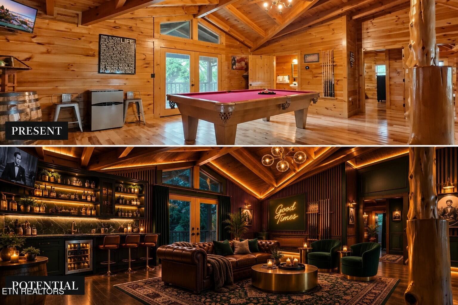 Rustic Cabin to Luxe Speakeasy - 2906 Quiet Oak Way, Pigeon Forge, TN 37863
