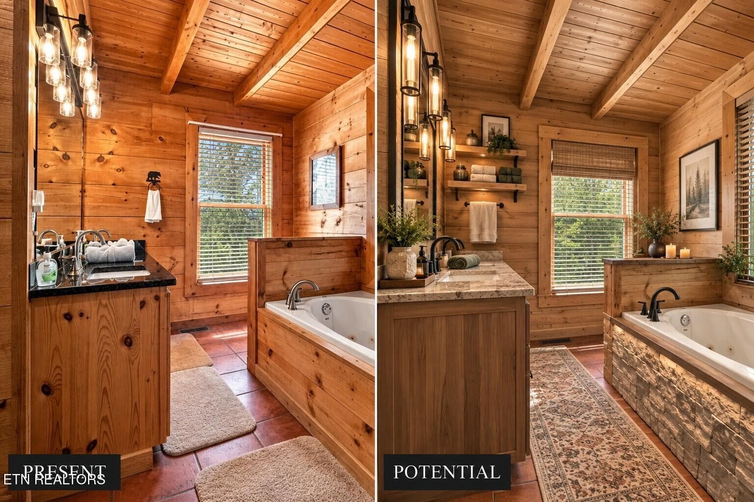 Rustic Bathroom_ Present to Potential - 1713 Bear View Rd, Sevierville, TN 37876