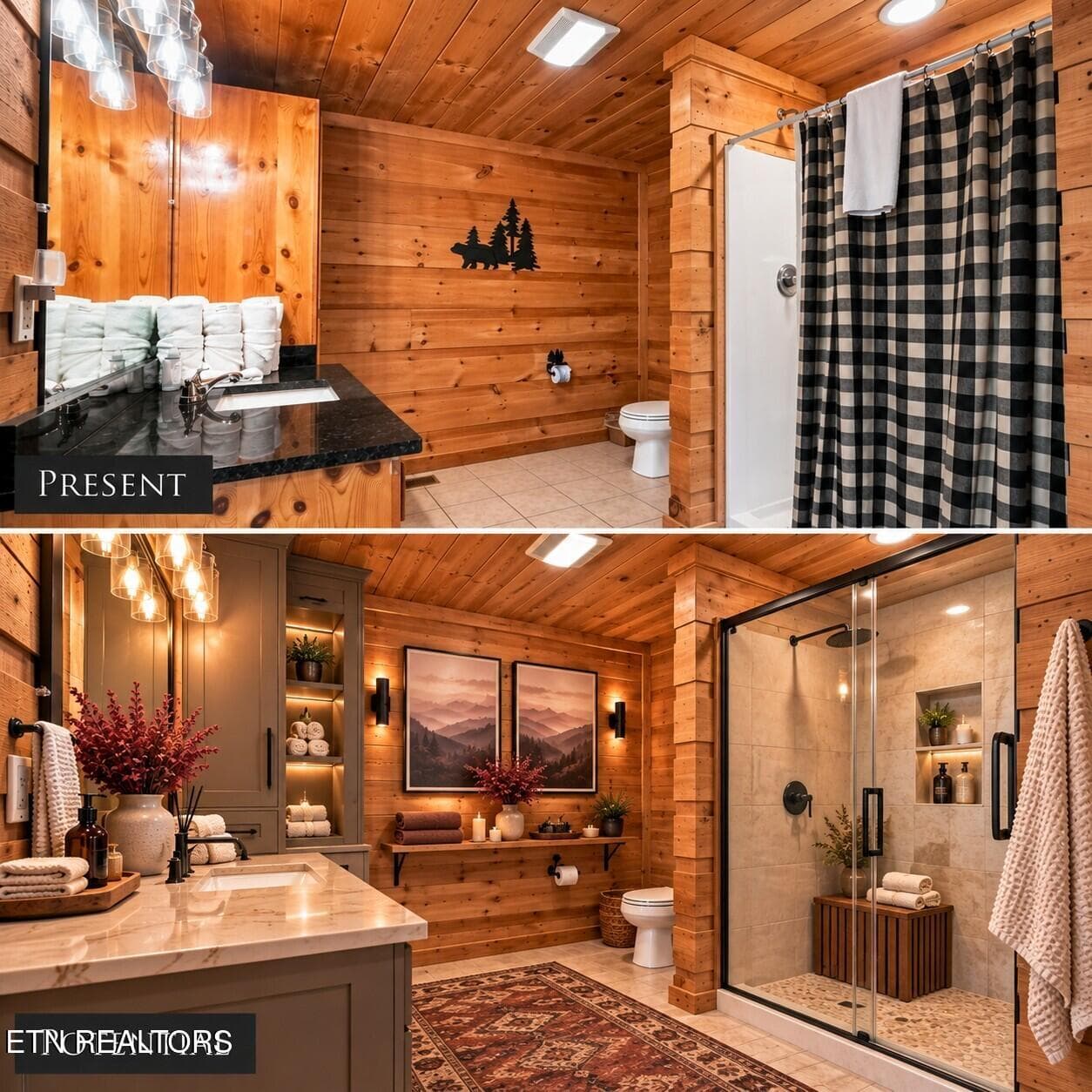 Rustic Cabin Bathroom_ Present to Potent - 1713 Bear View Rd, Sevierville, TN 37876