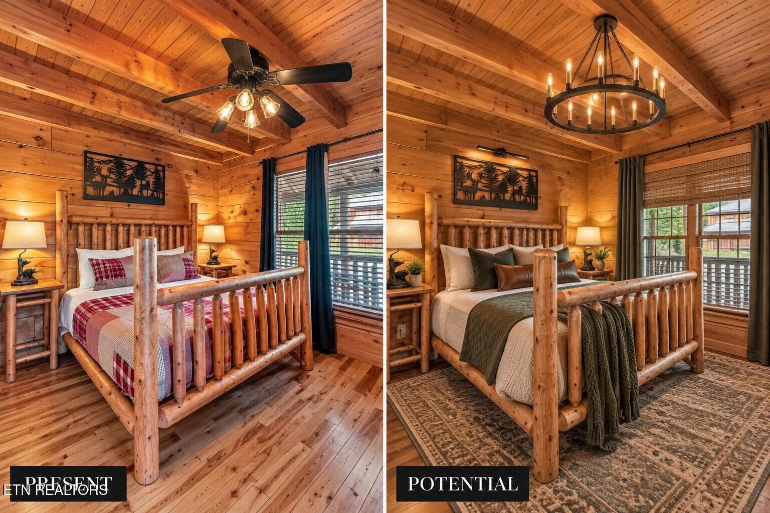 Rustic Cabin Bedroom_ Present to Potenti - 1713 Bear View Rd, Sevierville, TN 37876