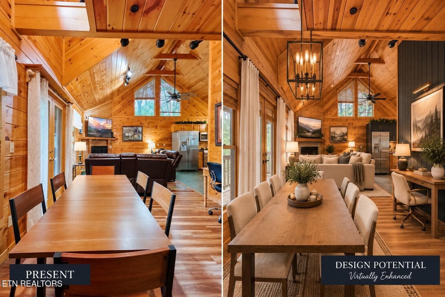 Cabin Interior_ Present vs Design Potent - 2015 Ridgecrest Loop Way, Sevierville, TN 37876