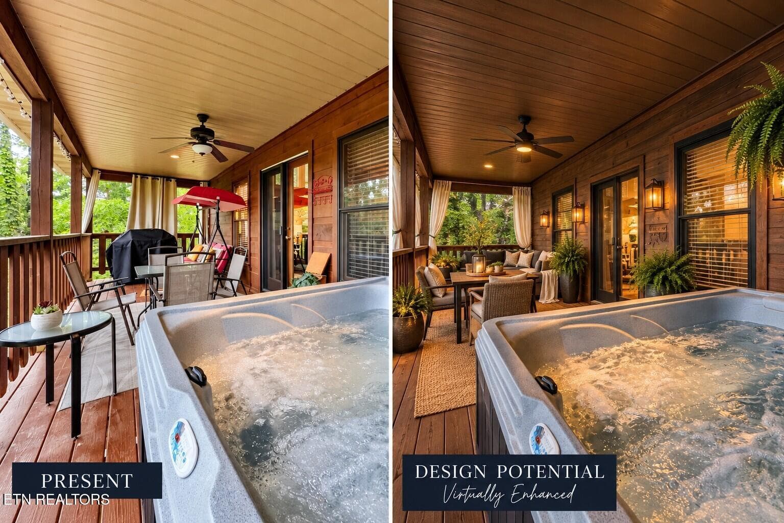 Porch Transformation_ Present to Potenti - 2015 Ridgecrest Loop Way, Sevierville, TN 37876