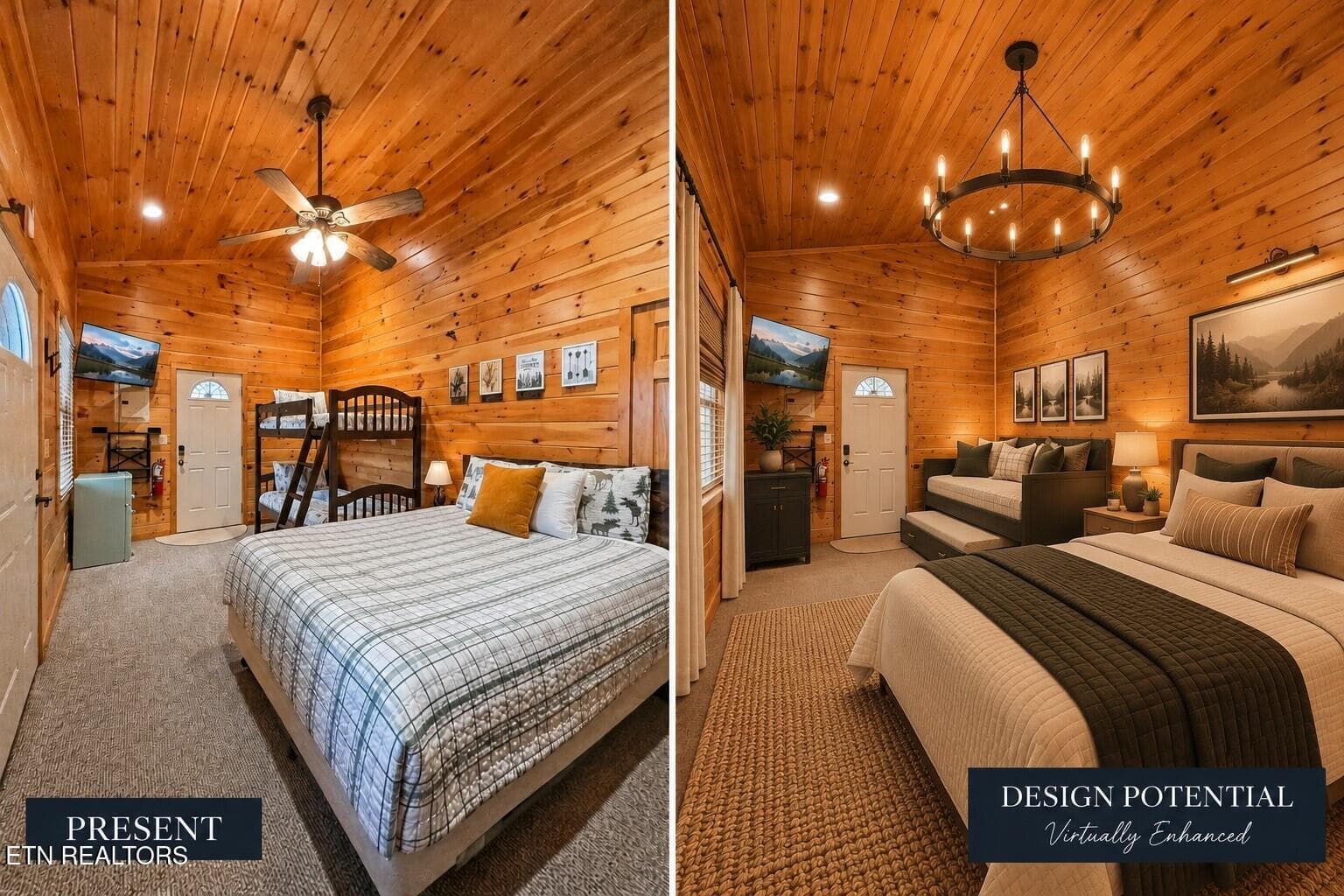 Rustic Cabin Bedroom_ Present and Enhanc - 2015 Ridgecrest Loop Way, Sevierville, TN 37876