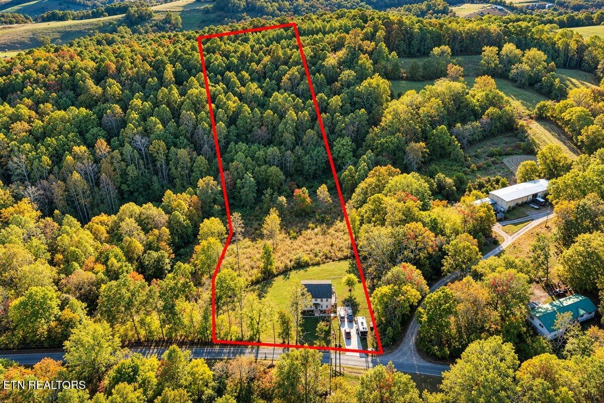 47-Aerial Rural Property with Red Bounda - 478 Bunch Rd, Blaine, TN 37709