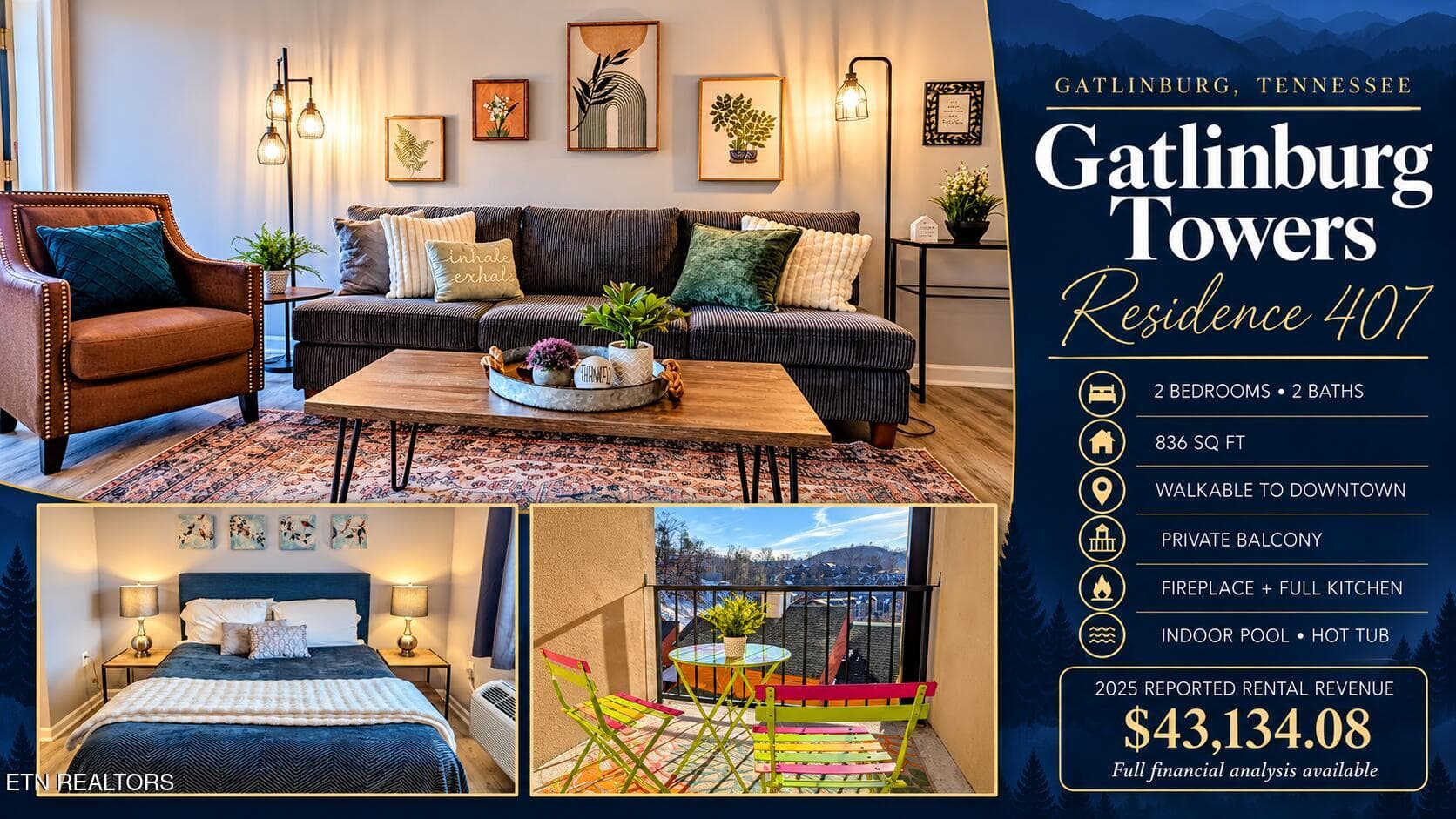 Gatlinburg Towers Luxury Rental Flyer - 413 Baskins Creek Rd 407, Gatlinburg, TN 37738