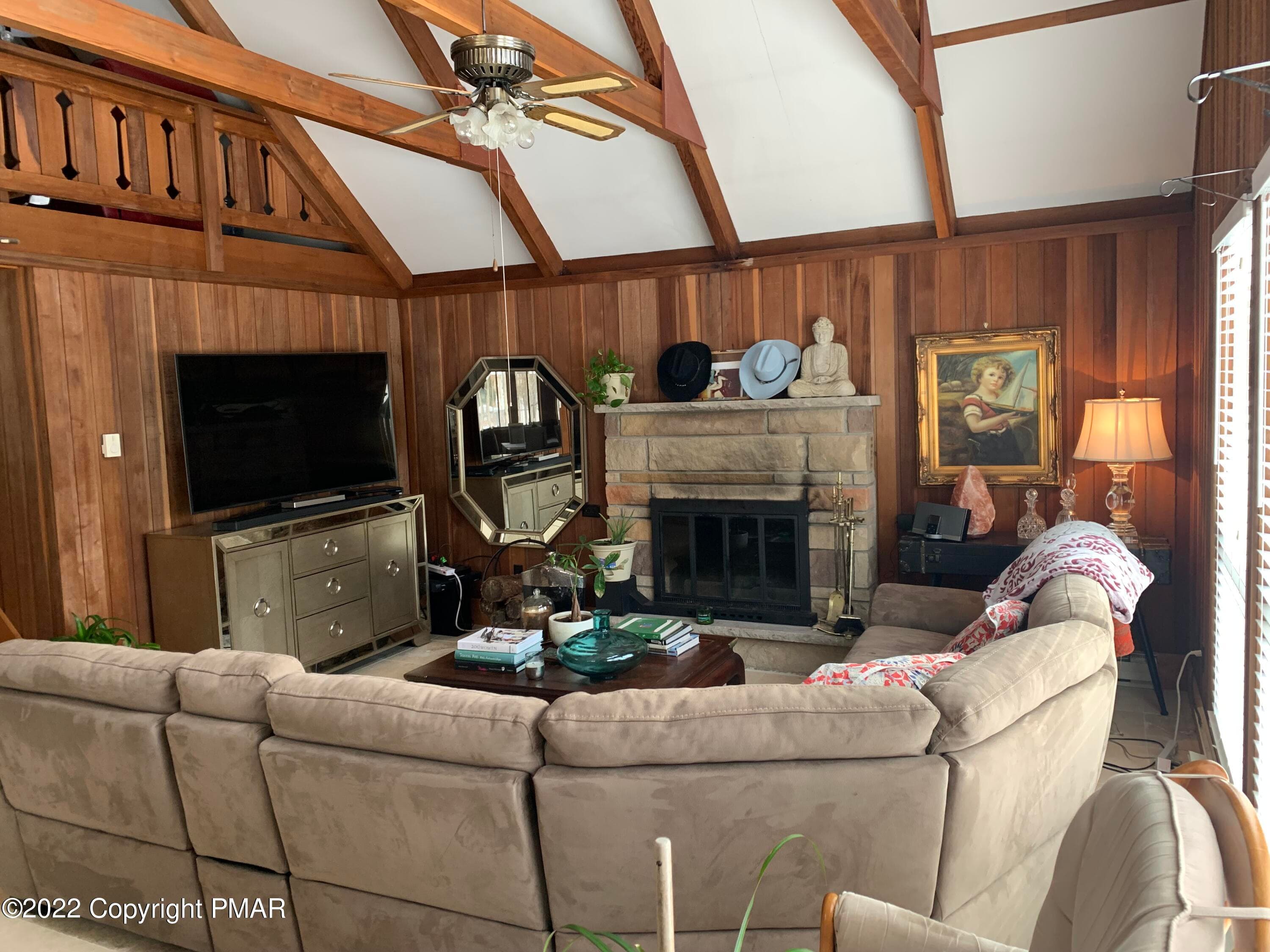 fireplace in living room area - 218 Cherry Lane, Albrightsville, PA 18210, Albrightsville