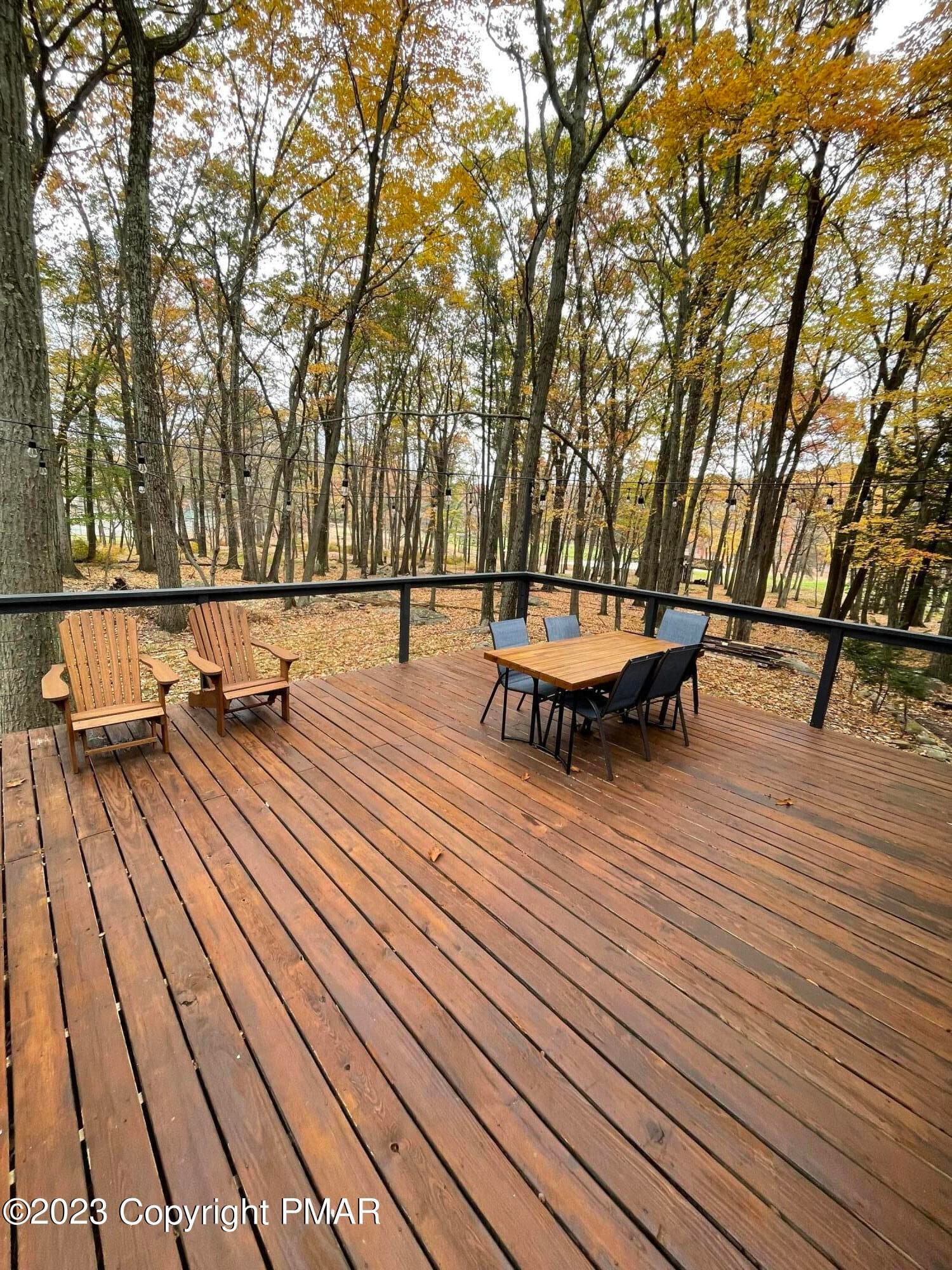 Back sprawling Deck - 24 Split Rock Road, Lake Harmony, PA 18624, Lake Harmony