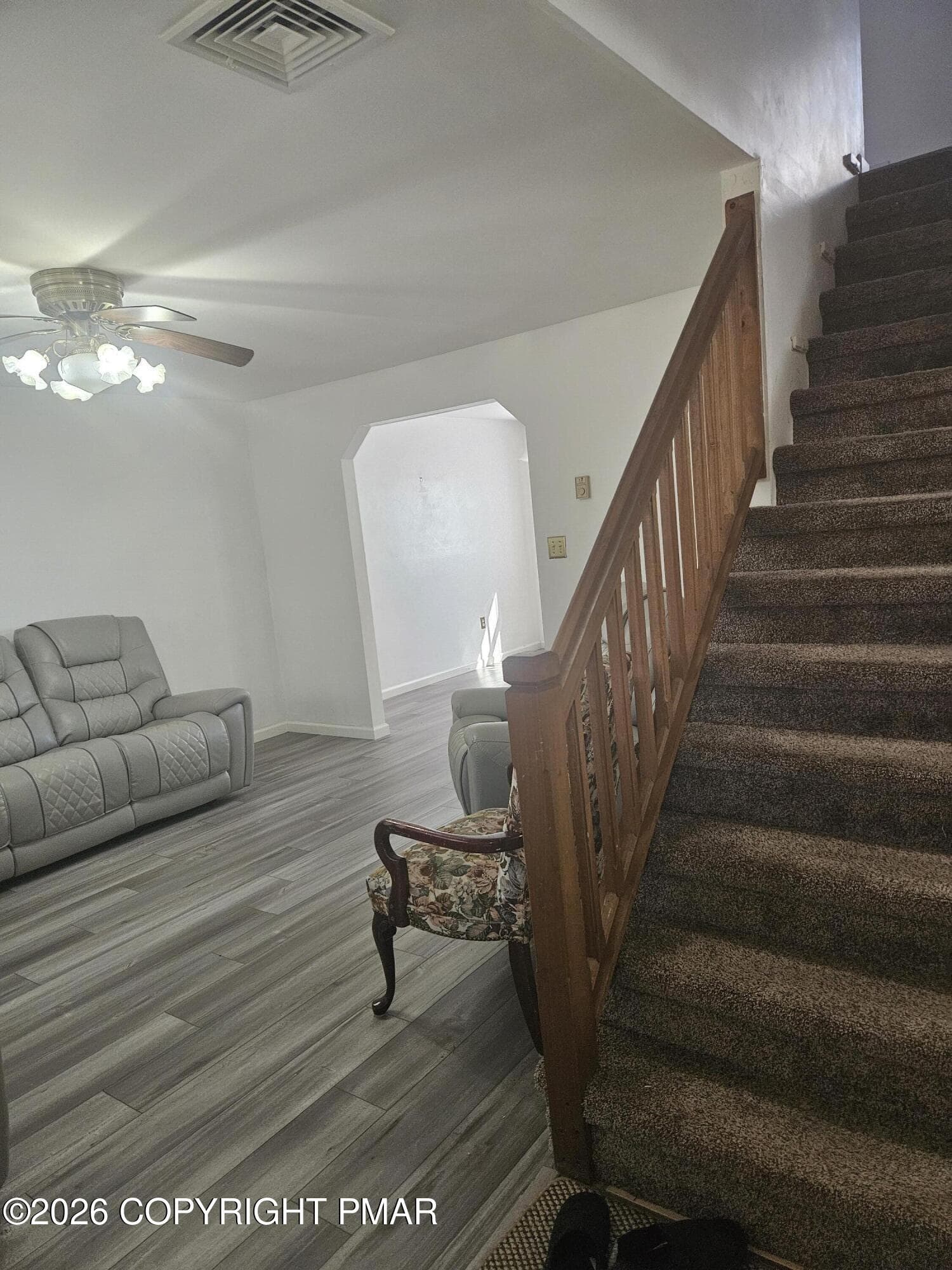 Stairs and Living Room - 166 Tanbark Lane, Tannersville, PA 18372, Tannersville