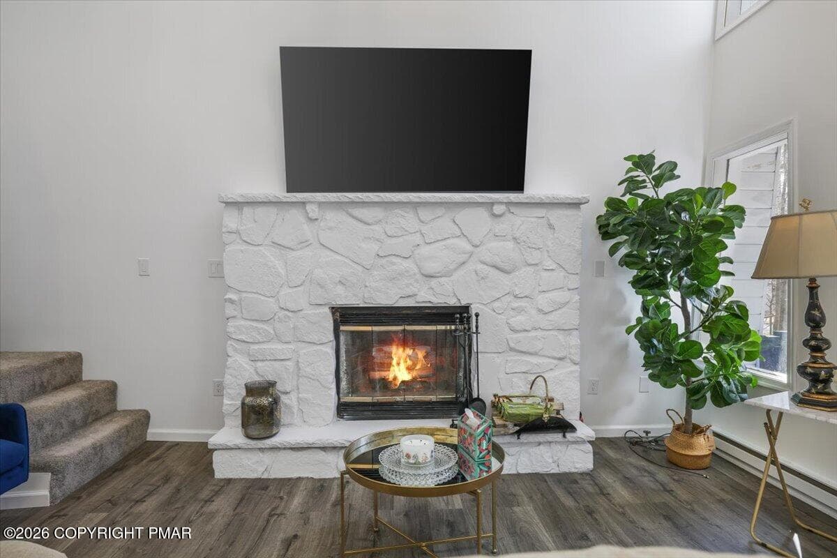 Living room wood fireplace - 8943 Deerfield Drive, Tobyhanna, PA 18466, Tobyhanna