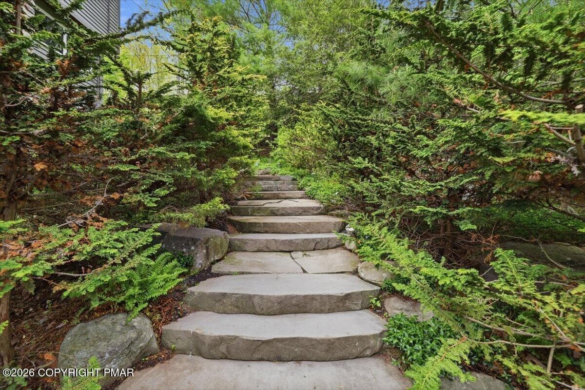 Stone path to front entrance - 223 Huckleberry Lane, Buck Hill Falls, PA 18323, Buck Hill Falls