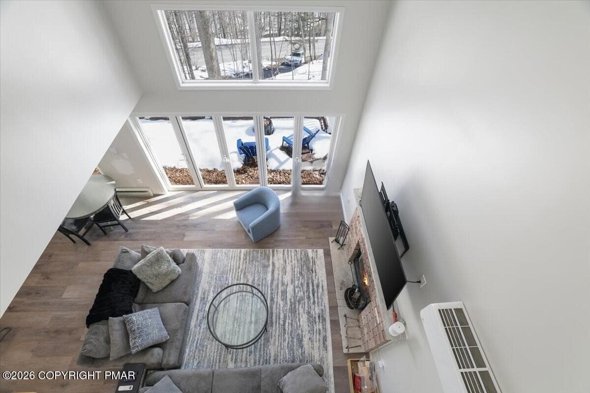 Livingroom view from loft - 5873 Decker Road, Bushkill, PA 18324, Bushkill