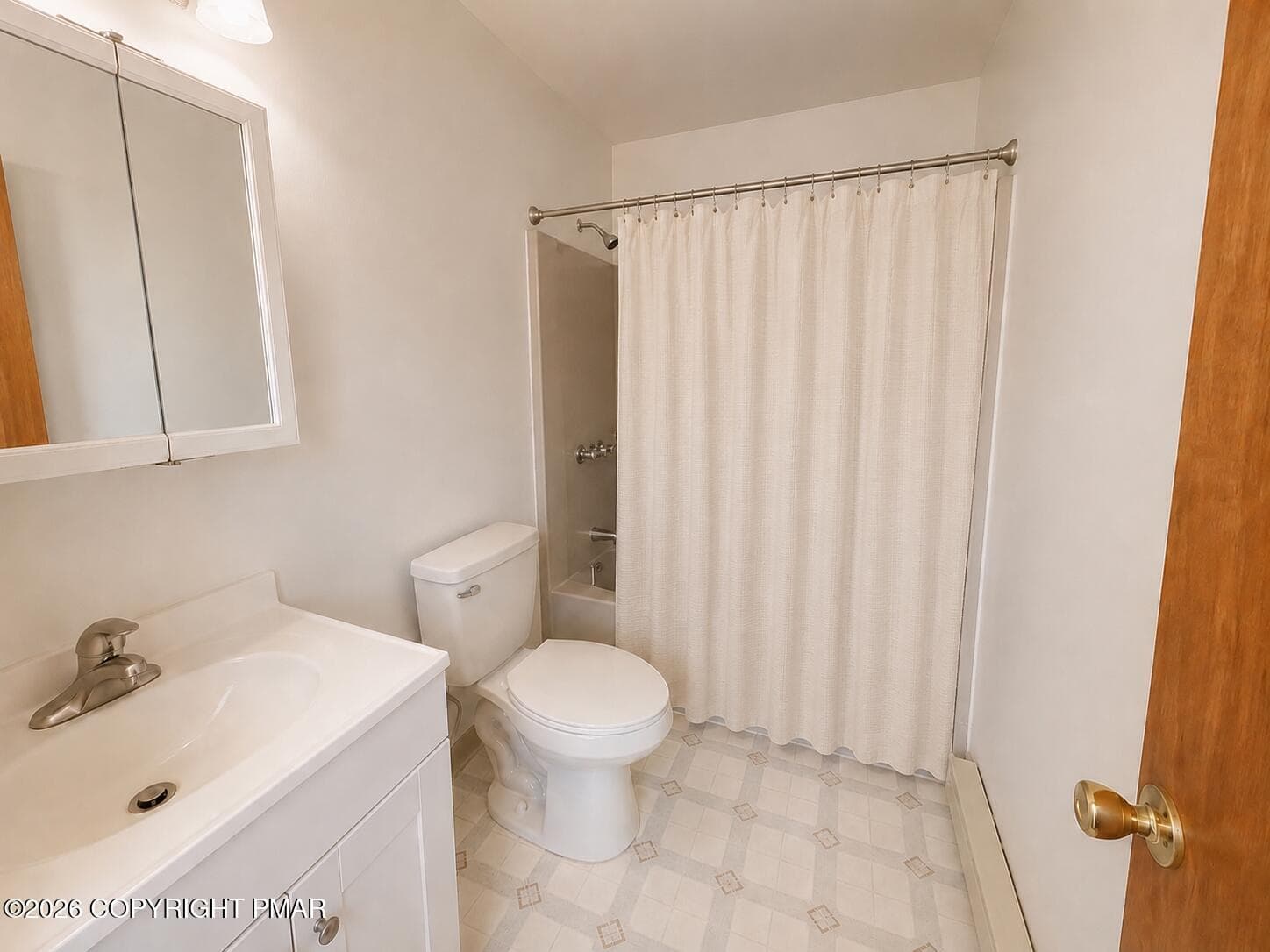 Full bathrom-virtually staged(curtain) - 1010 Ojibwa Trail, Gouldsboro, PA 18424, Gouldsboro