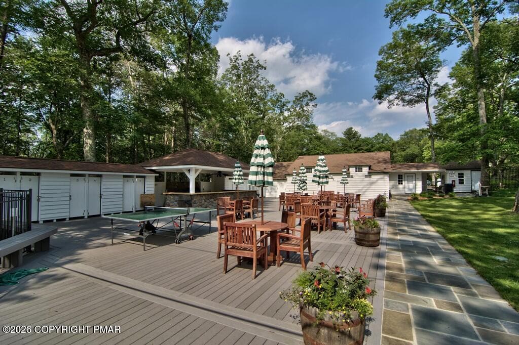 Pool dining - 223 Huckleberry Lane, Buck Hill Falls, PA 18323, Buck Hill Falls