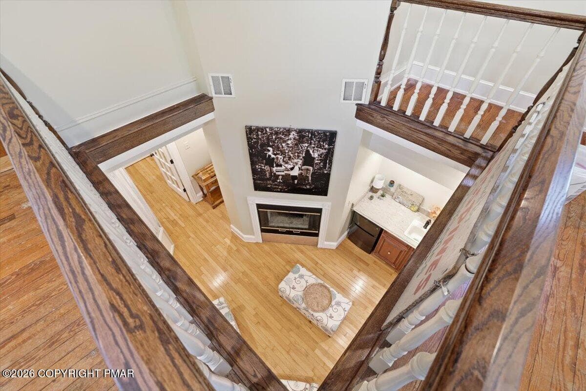 2nd floor looking down at sitting room - 3585 Fairyland Road, Lehighton, PA 18235