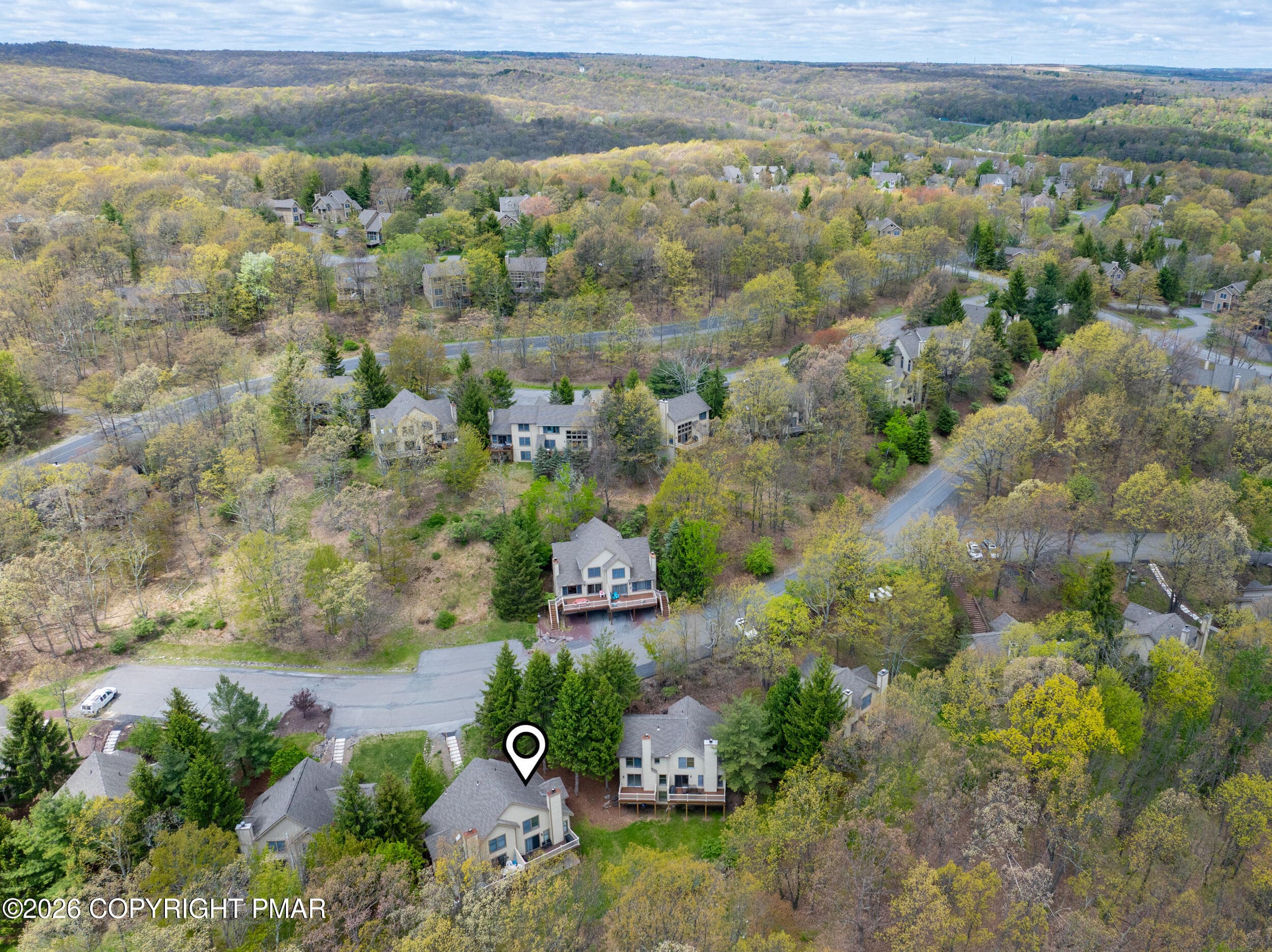 416-hickory-16-aerial-valley-with-pin - 416 Hickory Drive, Tannersville, PA 18372, Tannersville