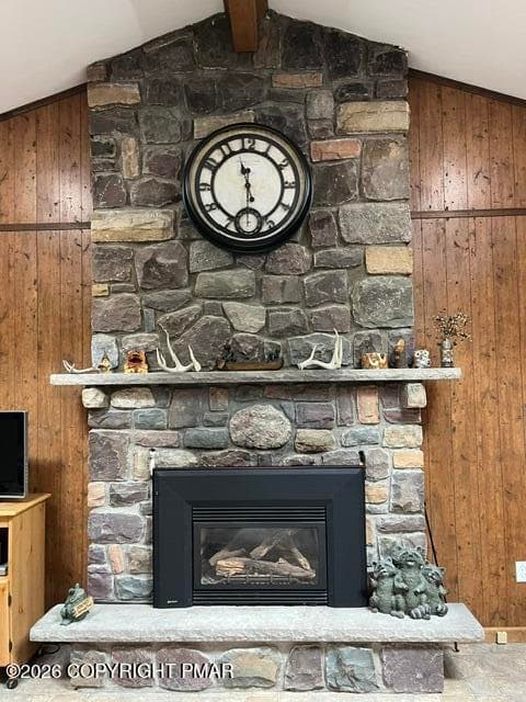 a shared propane Fireplace between Livin - 10 Tamarack Drive, Gouldsboro, PA 18424, Gouldsboro