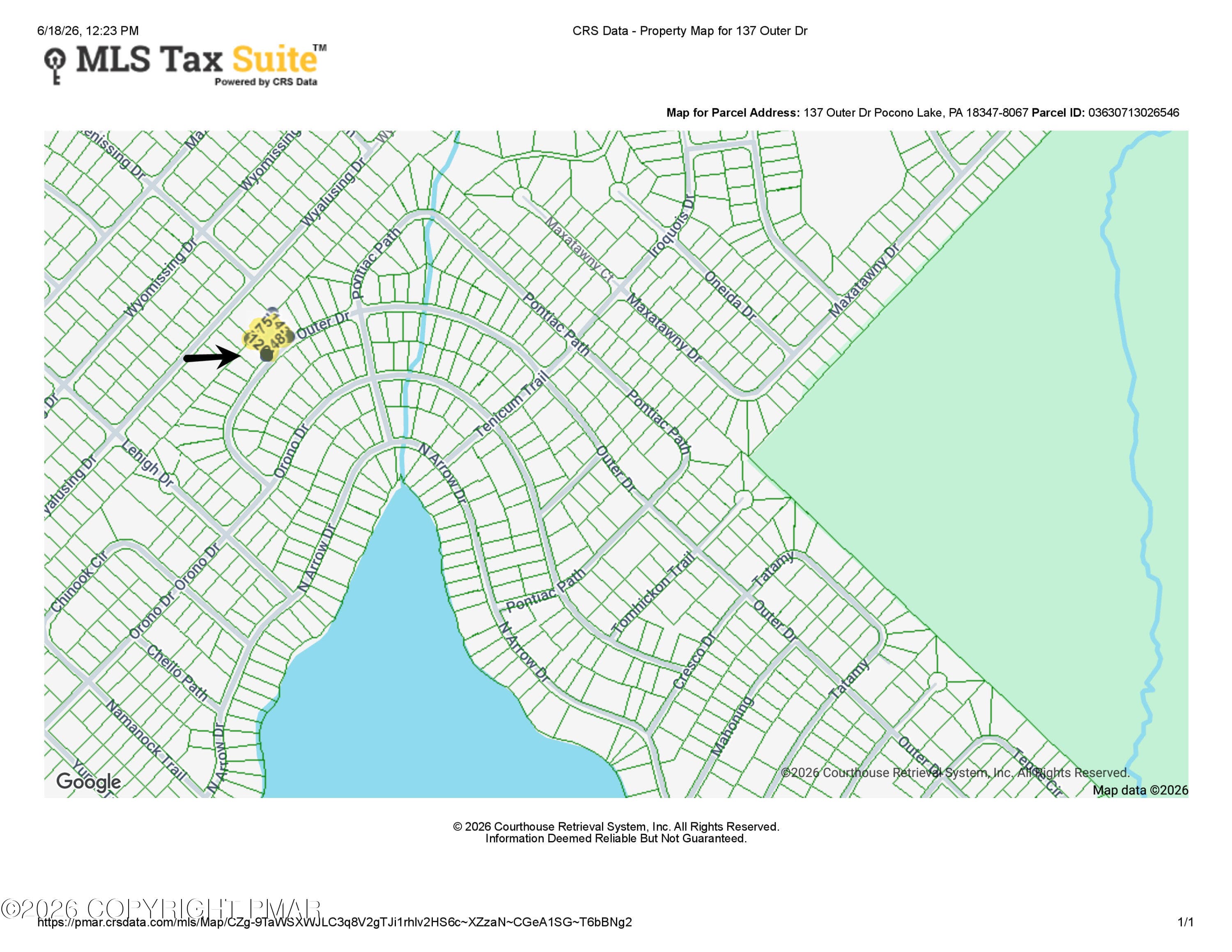 CRS Data - Property Map for 137 Outer Dr - 137 Outer Drive, Pocono Lake, PA 18347, Pocono Lake