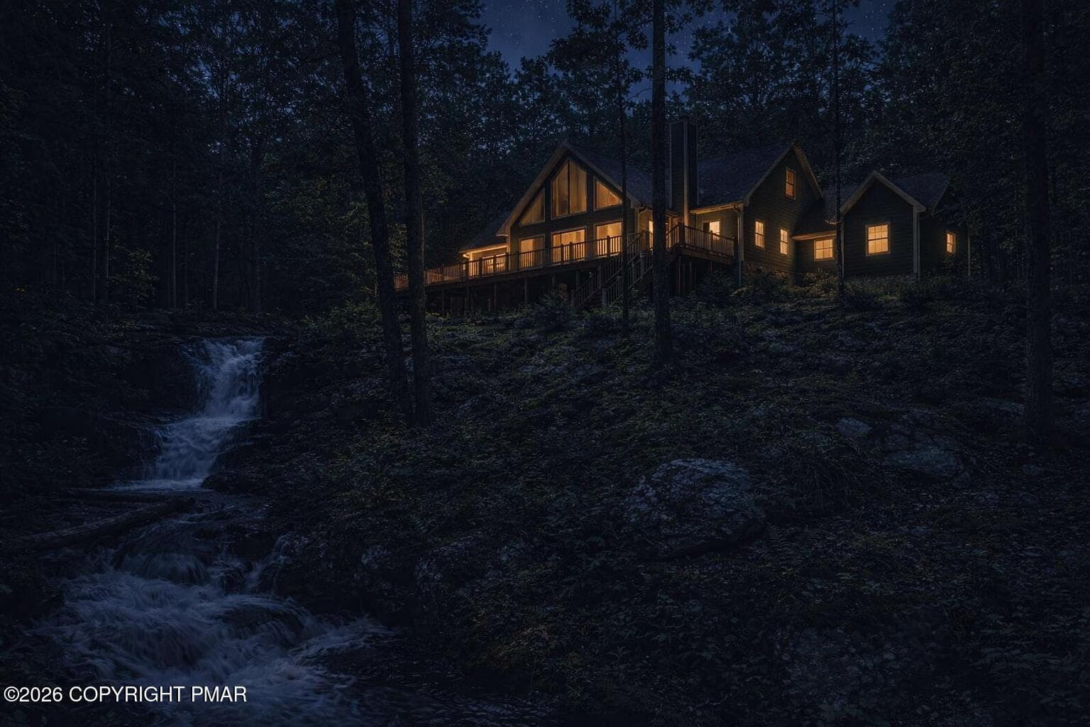 back yard waterfall - Lot - 1761 Woodbridge Drive E, Bushkill, PA 18324, Bushkill