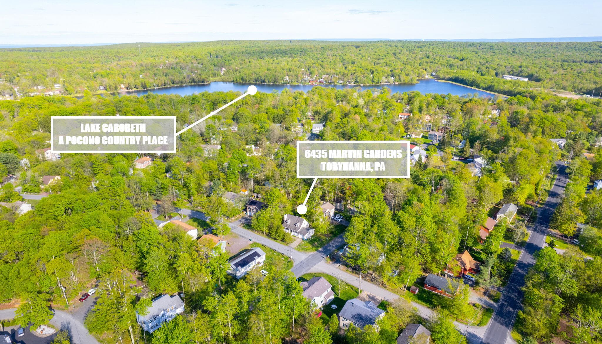 Aerial Corner Lot by Lake - 6435 Marvin Gardens, Tobyhanna, PA 18466, Tobyhanna