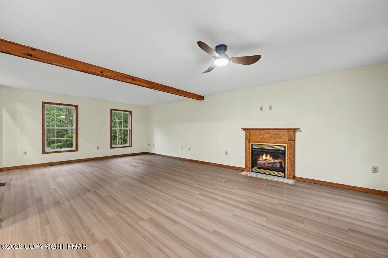 Propane Fireplace & Wooden Exposed Beam - 564 Cayuga Drive, Tobyhanna, PA 18466