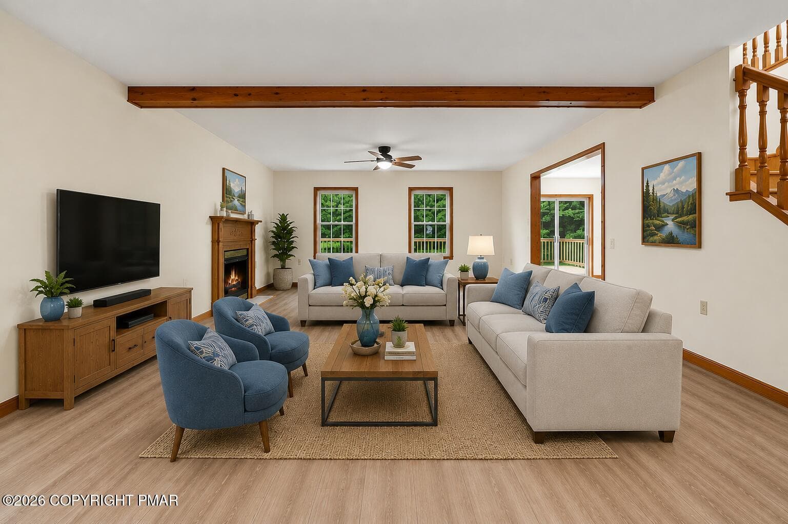 Living Room Virtually Staged - 564 Cayuga Drive, Tobyhanna, PA 18466